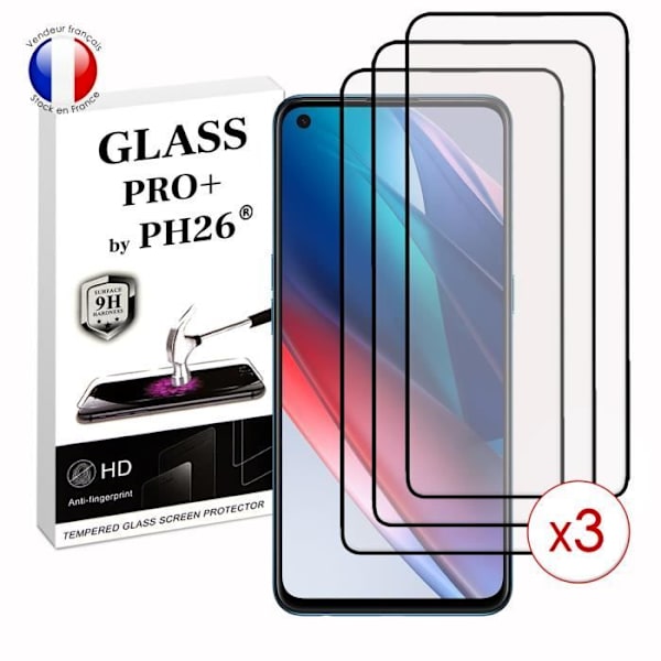 Pakke 3 FULD beskyttelsesfilm til Oppo Find x3 Lite i ultra-resistent hærdet glas (maksimal hårdhed) Vit