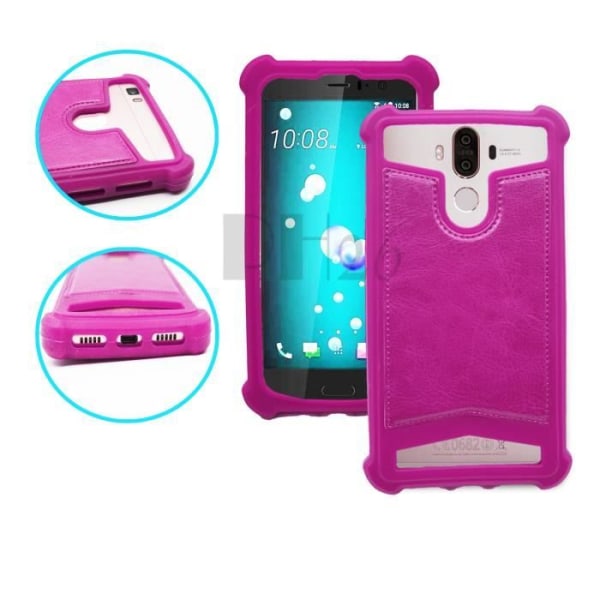 Asus Zenfone 2 Laser ZE550ML Bagside i kunstlæder fuchsia med silikone-gel kanter, stødabsorberende af PH26®