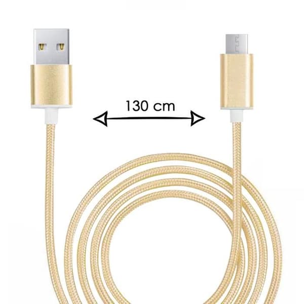 Micro USB-kabel - Blackview - A80s - Flätat nylon - 1,3 M - Snabbladdning och synkronisering - GULD Svart