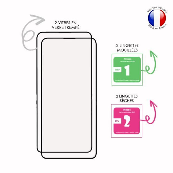 Pack 2 HELA skyddsfilmer för Oppo A94 5G i ultrabeständigt härdat glas (Maximal hårdhet) Vit