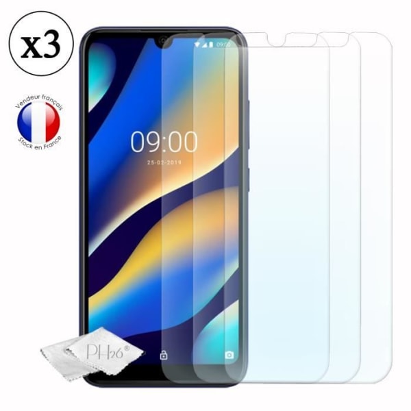 Super Pack Shockproof Black Bumper Case för Wiko view 3 lite med 3 härdade glasögon för MAXIMALt hårdhetsskydd