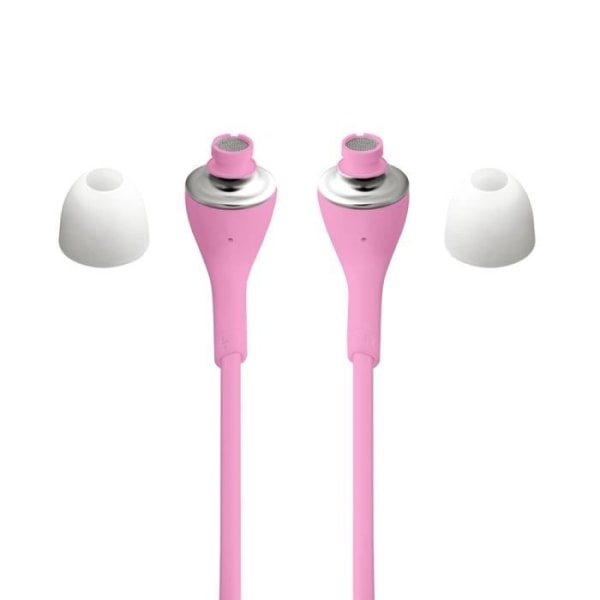 Vaaleanpunaiset korkealaatuiset ääni-in-ear -kuulokkeet silikonista, ultra mukavat volyymisäätö ja mikrofoni Oppo Reno5:lle.