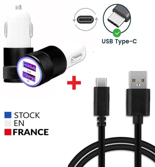 Pack biladapter - Xiaomi Redmi 14C - 2 USB Type C-kablar - Ultra-snabb - 3.1A Vit
