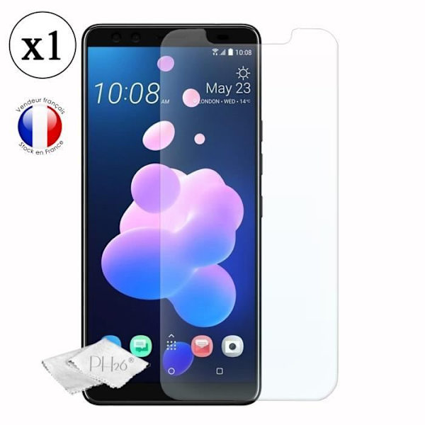 HTC U12+ Läpinäkyvä karkaistu lasi näytönsuoja, erittäin kestävä, erittäin ohut, jälkiä estävä, helppo asennus