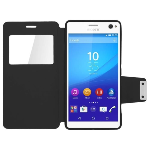 Housse Etui Vindue - Sony - Xperia C4 / C4 Dual - Syntetisk læder - Sort - Magnetisk Svart