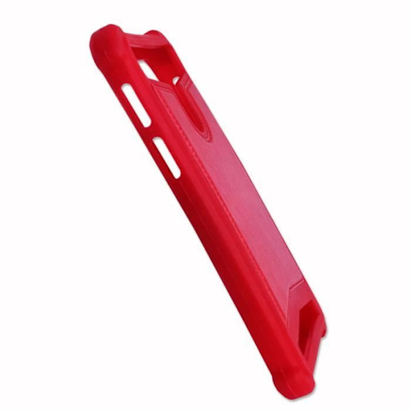 Baksidan - ZTE - Blade A3Y - Läder effekt - Silikon gel - Stötsäker fodral - Röd Röd