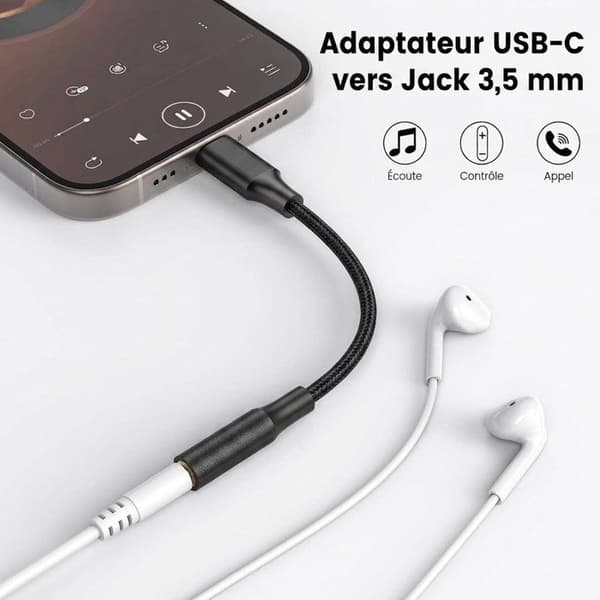 PH26® USB-C till 3,5 mm AUX ljudadapter, kompatibel med Honor X7