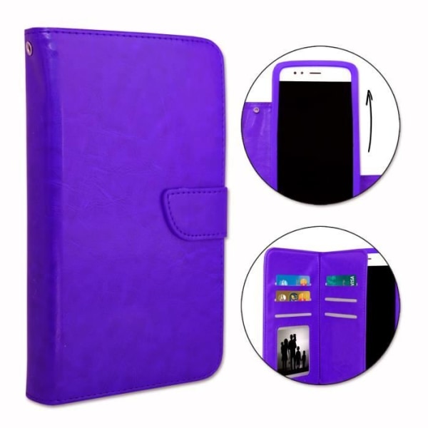 Folioskal till Samsung Galaxy A12 Nacho plånboksformat i ekoläder med dubbel invändig korthållarflik - LILA