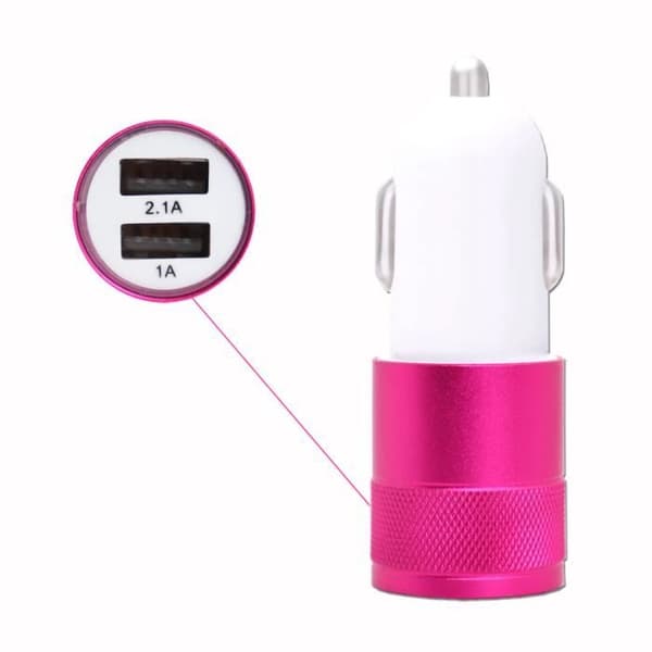 USB-cigaretterlader - Sharp - R7s - Dobbeltporte - Hurtigopladning - Rosa Ros