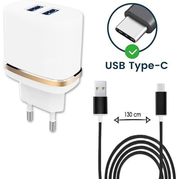 Oplader - PH26 - Type C kabelpakke - Hurtig opladning - 2 USB-porte - Kompatibel med Google Pixel 4a Vit