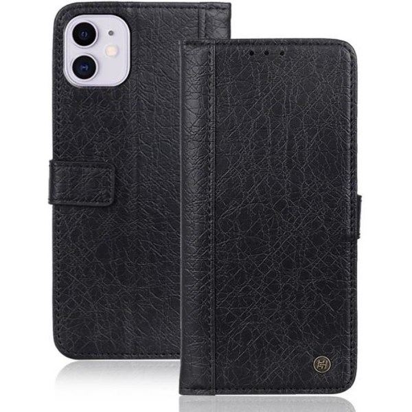 iPhone 12 etui - Premium - PU-læder - Magnetisk pung - 2 kortholdere - Justerbar støtte Svart