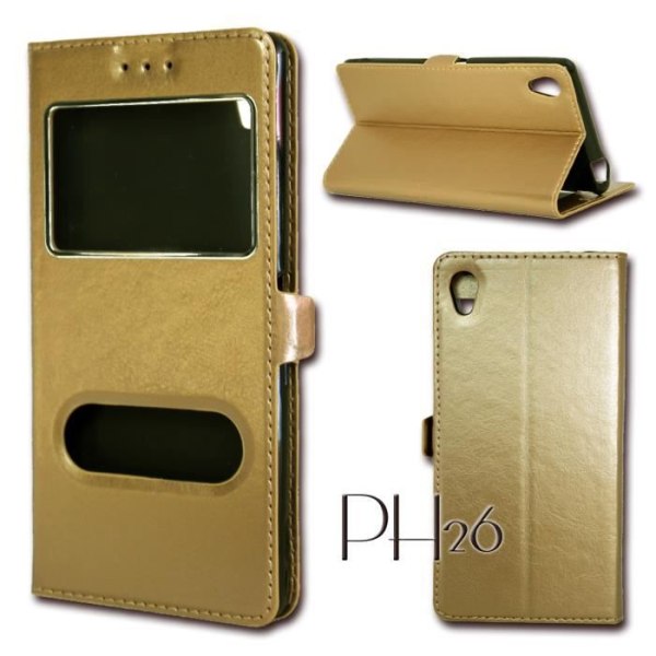 Guld folio vinduesdæksel til SONY XPERIA C4 by PH26®