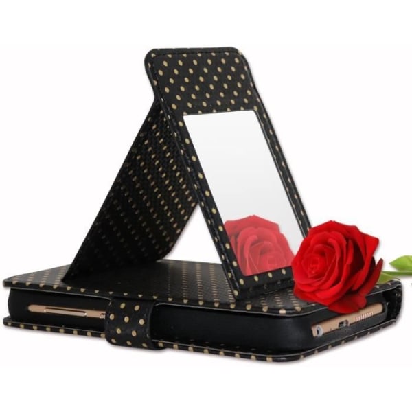 Smartphone cover - PH26 - ZTE Blade A5 - Øko-læder - Sort - Kortholder og spejl Svart