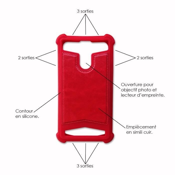 Coque bagtil - Danew - Konnect 506 - Rød - Læderlook - Stødabsorberende - Trådløs opladning Röd