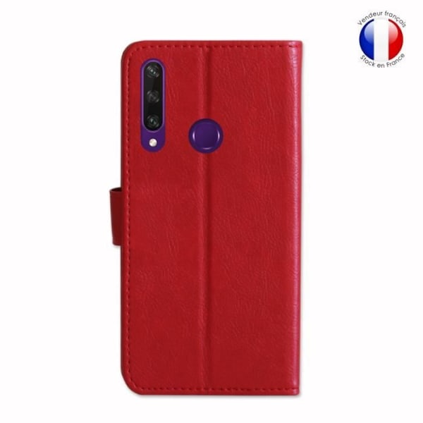 Plånboksfodral - Huawei - Y6P - Krossat läder - Magnetisk - Videostöd Röd