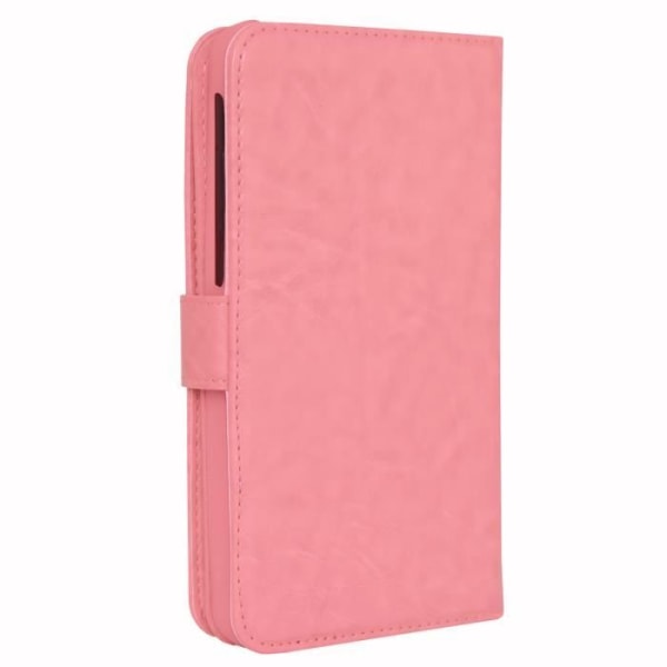 Folio suojakotelo HTC Wildfire E2 Plus eko-nahkaiselle lompakkoformaatille - kaksinkertainen sisäläppäkorttipidike - PINK Rosa