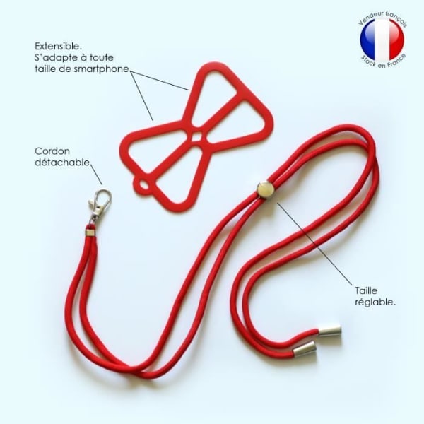 Silicon sleeve compatible with Cubot C20 shockproof with adjustable neck strap - RÖD Röd
