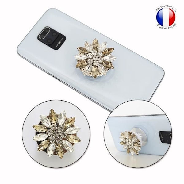 Foldbar Mobiltelefon Holder til Oppo Reno4 Pro IN Super Diamond Design - Diamant Guld & Hvid Gul