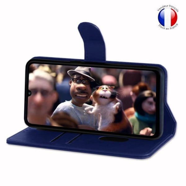 Portföljfodral - Huawei - Y6P - Grainad läder - Magnetisk - Videostöd - Blå Blå