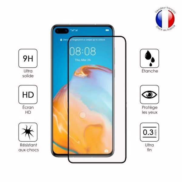 FULD beskyttelsesfilm til Huawei P40 i ultra-resistent hærdet glas (maksimal hårdhed) Vit