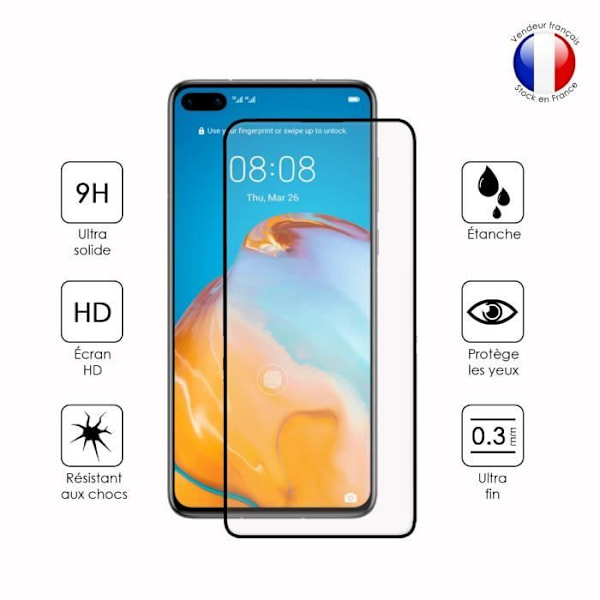 FULL skyddsfilm för Huawei P40 i ultrabeständigt härdat glas (maximal hårdhet) Vit