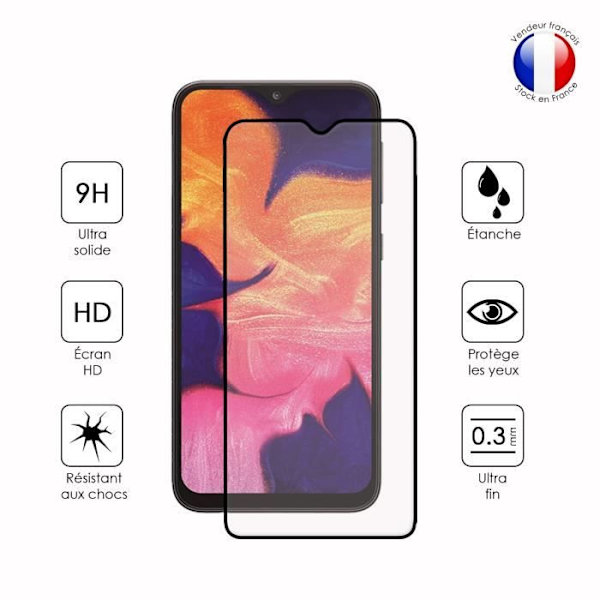 Pack 2 HELA skyddsfilmer för Samsung Galaxy A10 i ultrabeständigt härdat glas (maximal hårdhet) Vit