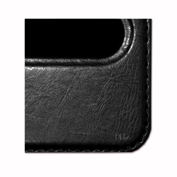Wiko Slim Dedikerat svart folioskydd med läderliknande fönster med synliga sömmar från PH26®