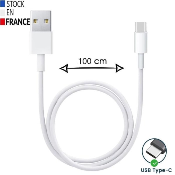 USB typ C-kabel för Oukitel WP16 - Snabbladdning-synkroniserad dataöverföring - 2 meter kabel Vit
