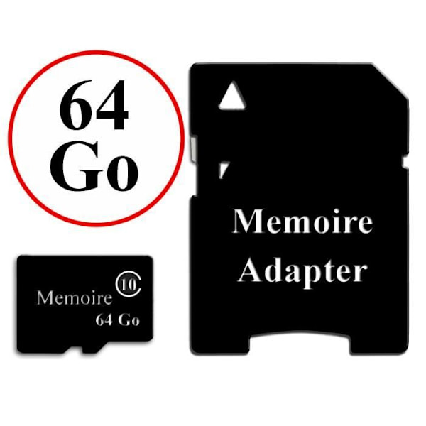 Minneskort i Micro-SD-format 64 GB klass 10 + Adapter för Samsung Galaxy J7 (2016) från PH26®