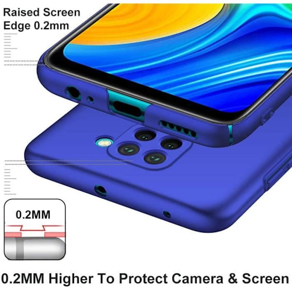 Xiaomi Redmi Note 9 kotelo + karkaistu lasi näytönsuoja, sininen erittäin ohut suojakotelo Kovakantinen suojakotelo