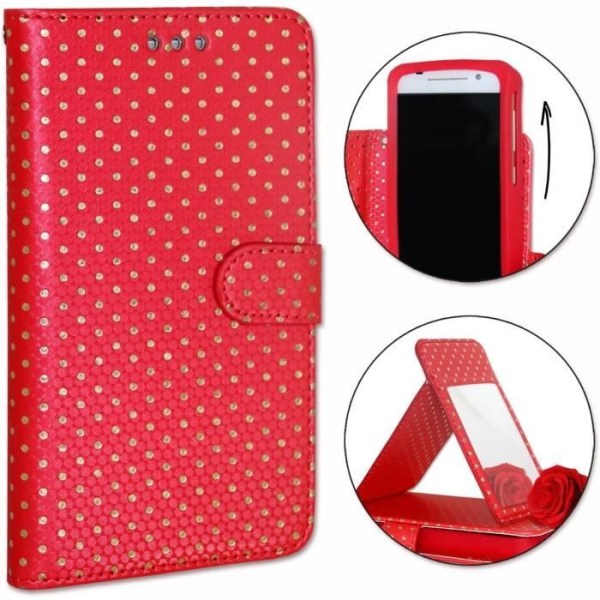 Smartphonecover - PH26® - Xiaomi Redmi Note 9 Pro 5G - Øko-læder - Rød - Kortholder og spejl Röd