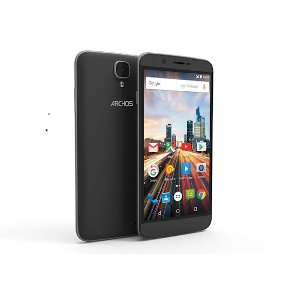 Archos 55 Helium Ultra Musta folio-kotelo ikkunoilla tekonahasta, jossa näkyvät tikkaus by PH26®