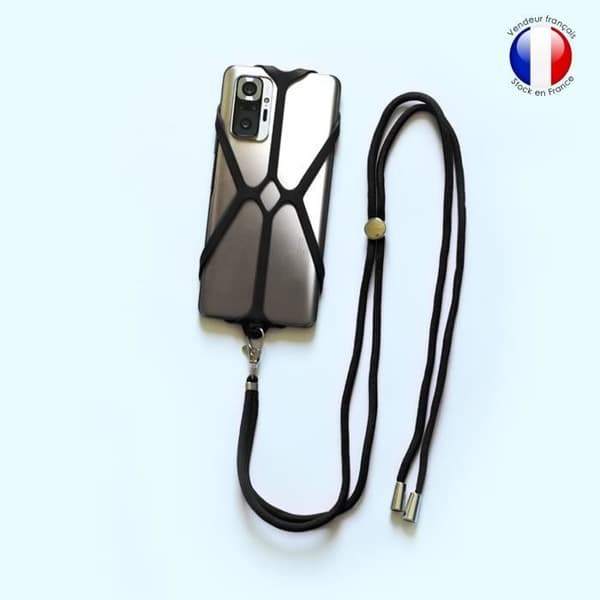Coque - SORT - Huawei P30 Lite - Stødabsorberende - Justerbar rem - Silikone Svart