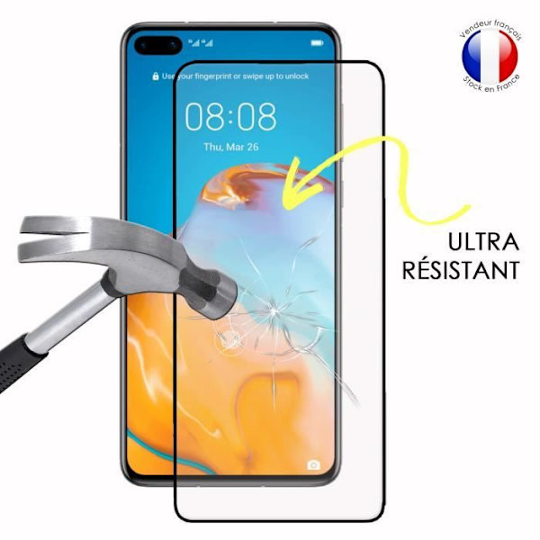 Pakke med 3 FULD beskyttelsesfilm til Huawei P40 i ultra-resistent hærdet glas (maksimal hårdhed) Vit