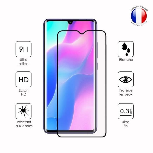 Pack 2 FULL suojakalvot Xiaomi MI Note 10 Litelle erittäin kestävässä karkaistussa lasissa (maksimikovuus) Vit