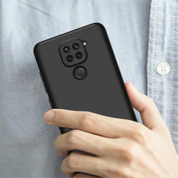 Xiaomi Redmi Note 9 kuori, kuori + 360 asteen karkaistu lasisuoja kovasta muovista valmistettu bumpperi - Musta Svart