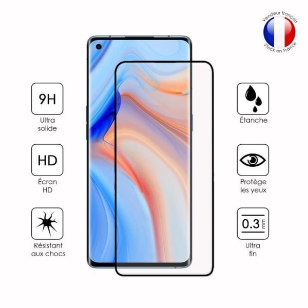 Pakke med 3 FULD beskyttelsesfilm til Oppo Reno 4 Pro i ultra-resistent hærdet glas (maksimal hårdhed) Vit