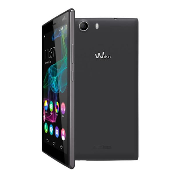 Wiko Ridge 4G Dedikeret sort foliocover med vinduer i læderstil med synlige syninger fra PH26® Svart