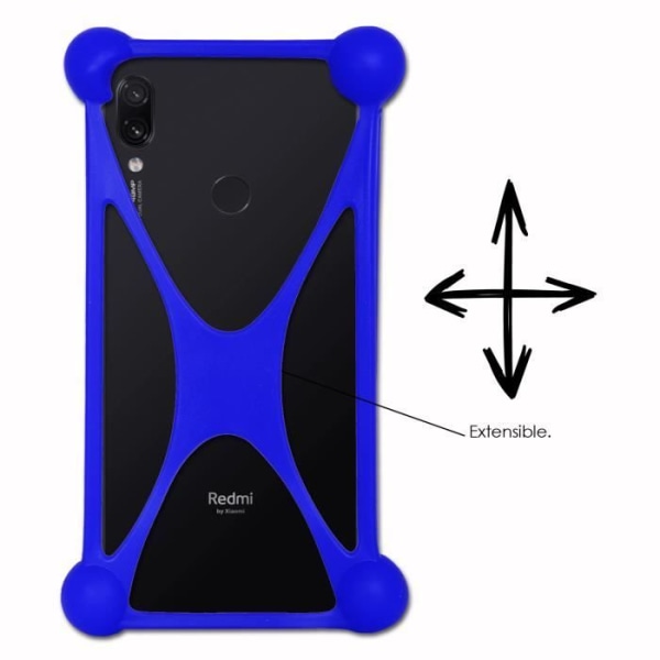 Super Pack blå stødsikker kvalitet silikone bumper taske til Xiaomi Redmi Note 7 med 1 hårdhed beskyttende hærdet glas