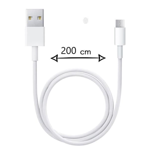 2 meter mikro-USB-kabel för Motorola Moto E7 Plus Snabbladdning-Dataöverföring Vit