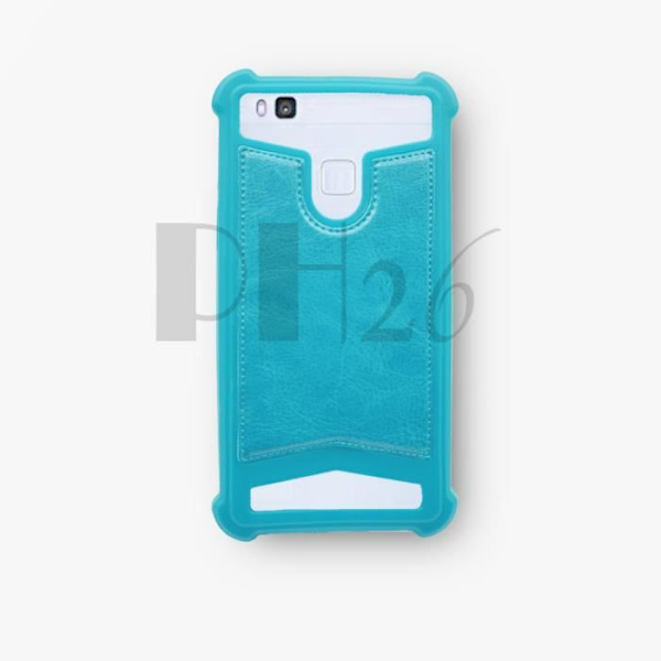 Baksida - PH26® - ZTE Blade S6 Lux - Ljusblå läder - Silikon gel - Mjuk Himmelsblå