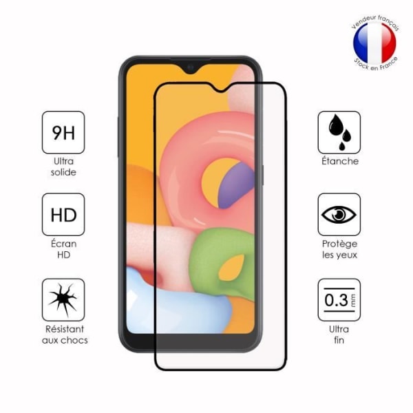 FULD beskyttelsesfilm til Samsung Galaxy A01 i ultra-resistent hærdet glas (maksimal hårdhed) Vit