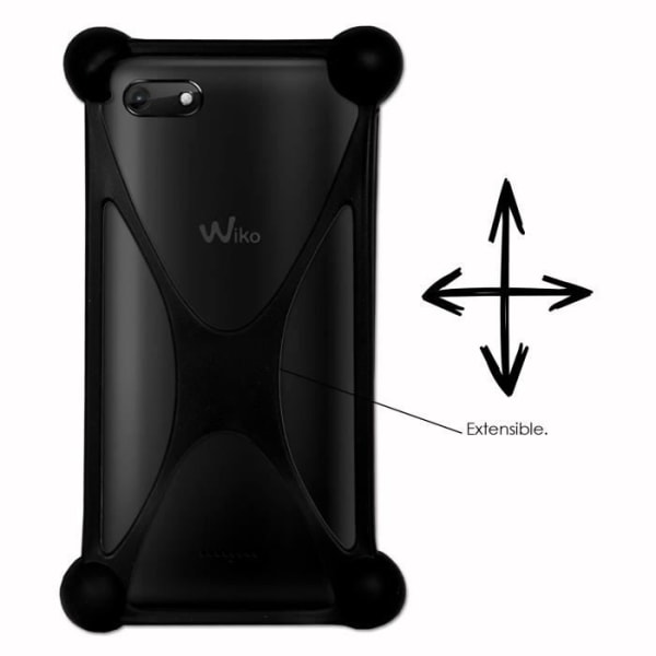 Super Pack sort stødsikker kofanger etui i kvalitets silikone til Wiko Harry 2 med 1 netoplader, Ultrahurtig 2x USB 2.1 A og Svart