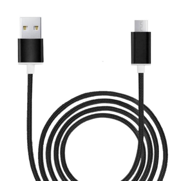 Micro USB-kabel til Danew Konnect 607 Nylonflettet Synchro Fast-Data Transfer - SORT Svart