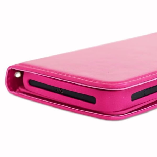 Skal till Motorola Moto G30 plånboksformat i ekoläder - dubbel invändig korthållare med flik - FUSHIA Rosa