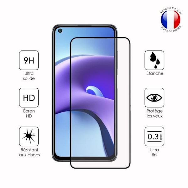 FULL skyddsfilm för Xiaomi Redmi Note 9T i ultrabeständigt härdat glas (maximal hårdhet) Vit