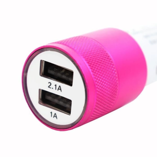 Cigarettändare USB-laddare för Vivo Y100 - Dual Ports Ultra Fast USB X2 Billaddare 12-24V - Rosa