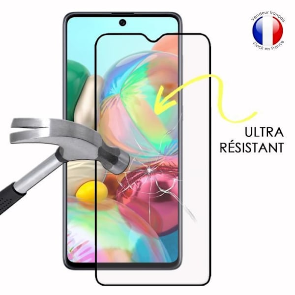 Pakke med 3 FULD beskyttelsesfilm til Samsung Galaxy A71 i ultra-resistent hærdet glas (maksimal hårdhed) Vit