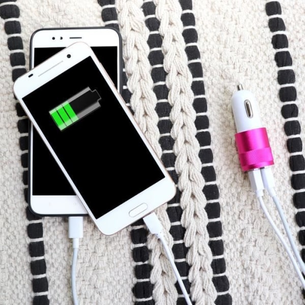 USB-autolaturi - Oukitel - K15 Plus - Kaksoisportit - Erittäin nopea - 12-24V Rosa