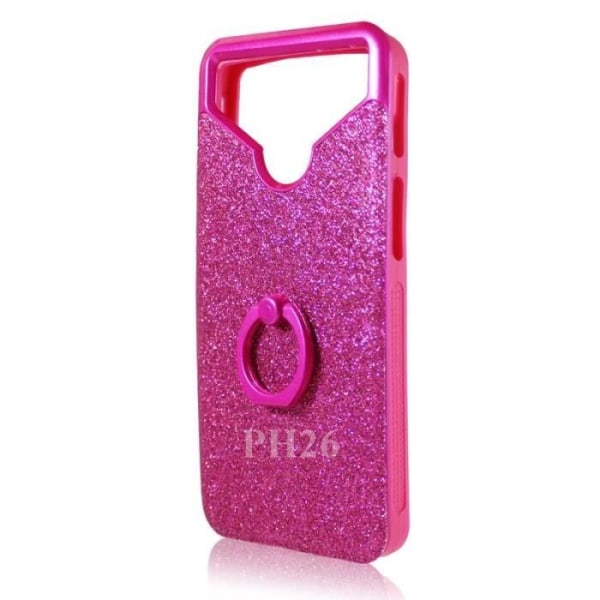 Ulefone Mix 2 Fuchsia bagkasse med diamant rhinestone effekt og anti-shock silikone gel konturer med ring til selfies, fotos og